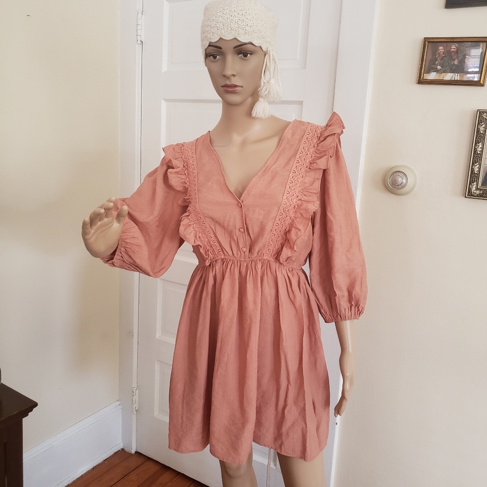 Zara Ruffle Bohemian Dress sz M